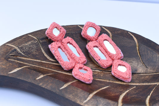 Pink mirror earrings