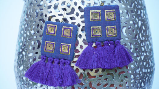 Purple square shape earrings