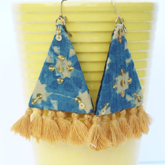 Fabric earrings with tassel